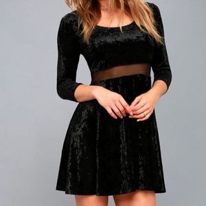 WISH LIST BLACK VELVET SKATER DRESS